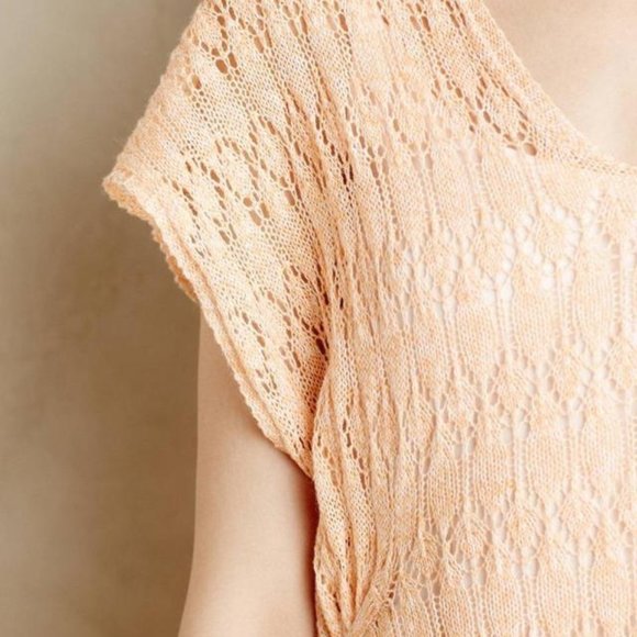 MOTH | Anthropologie Hooded Pointelle Knit Pullover Linen Blend Small - Picture 2 of 7